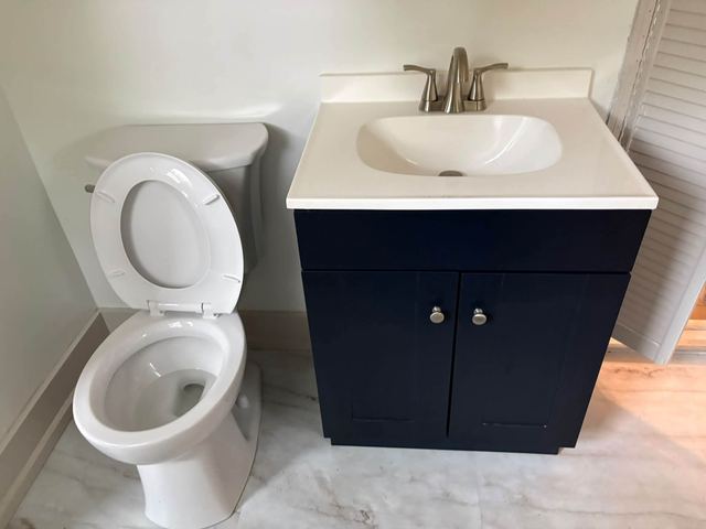 Toilet and vanity with sink